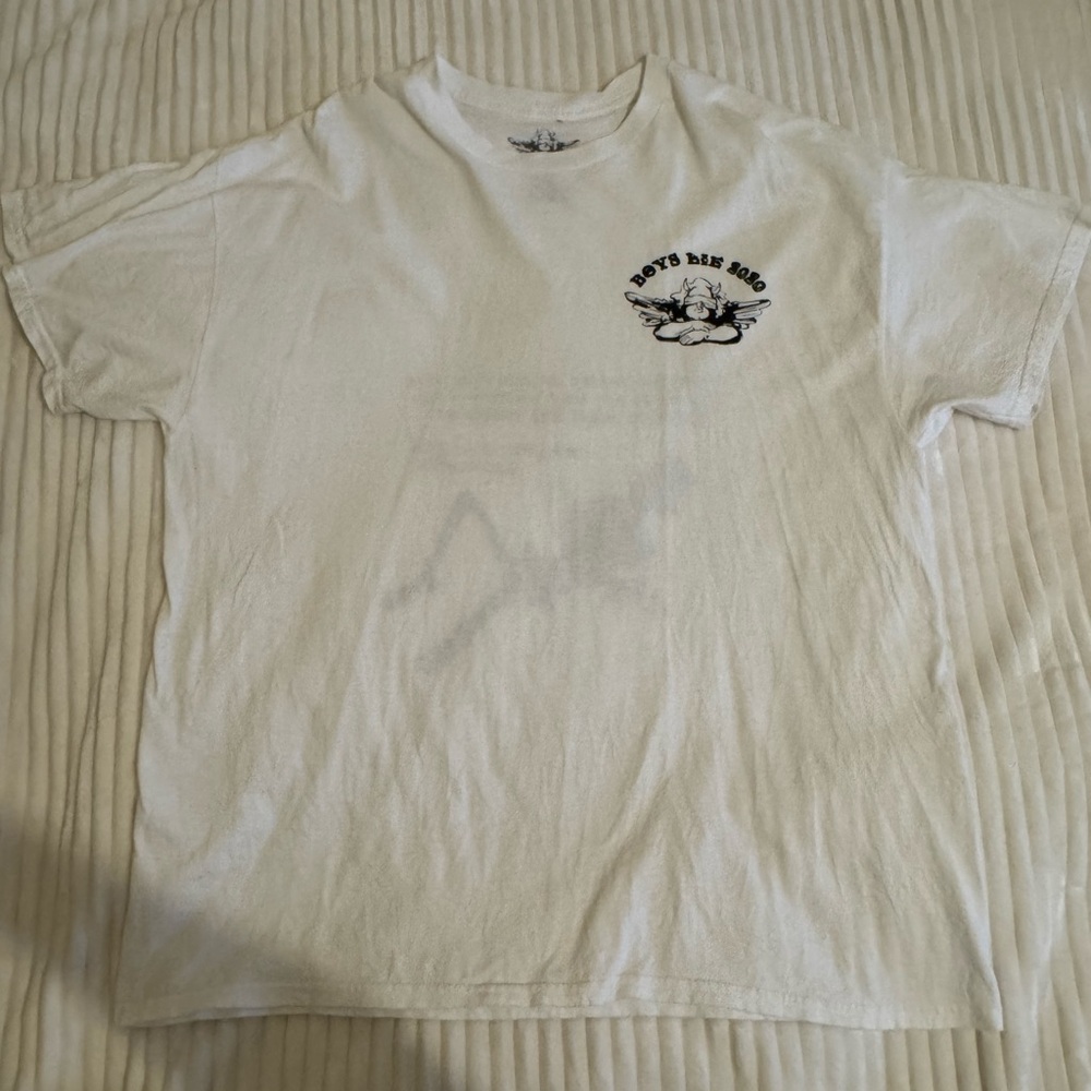 Boys Lie White Short Sleeve Tee with Small Black Logo